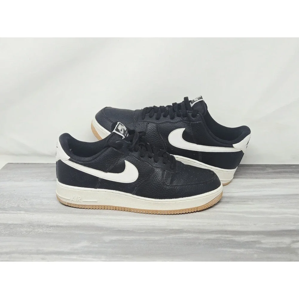 Nike Air Force 1 Low '07 Black White Pebbled Leather Shoe CT2302-002 US Men's 12